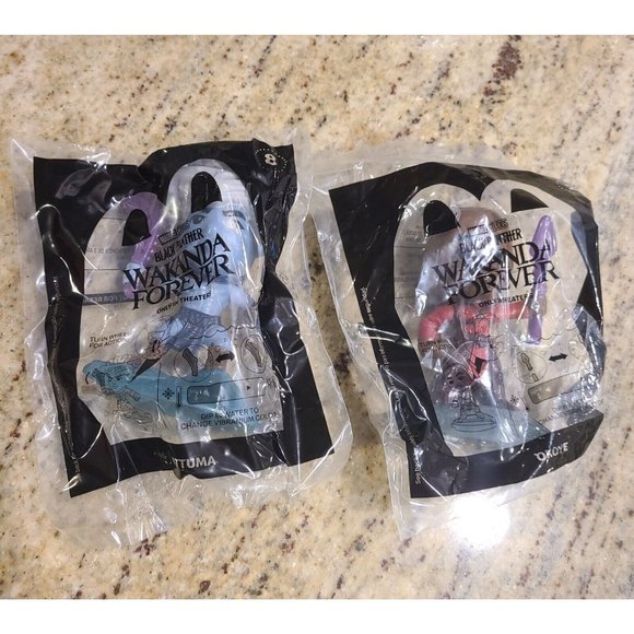2 McDONALD'S Black Panther Wakanda Forever HAPPY MEAL TOYS #2 Okoye & #8 Attuma - Picture 1 of 4
